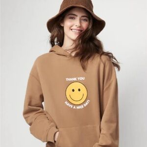 KULE Brown Hoodie with Smiley Face